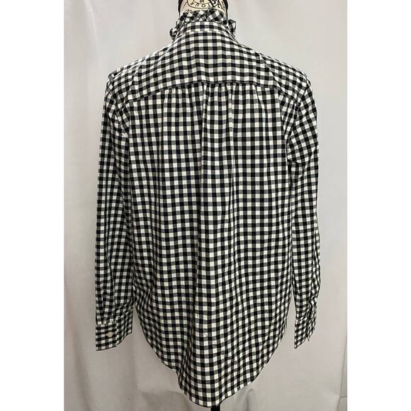 Ann Taylor Black & White Gingham Button Up Blouse with Ruffle Collar Small - Picture 5 of 9